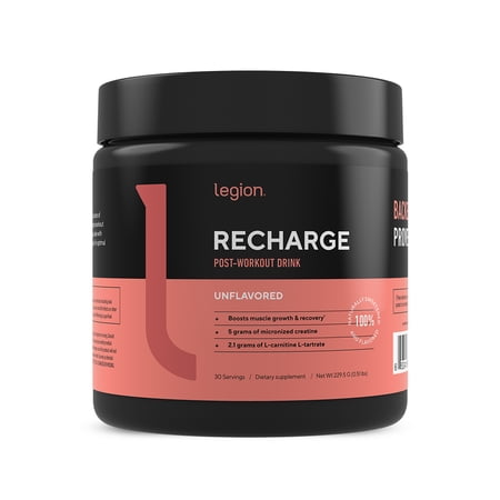Legion Athletics Recharge - Post Workout with Creatine Monohydrate Powder  Supplement to Boost Recovery & Build Muscle  Unflavored  30 Servings