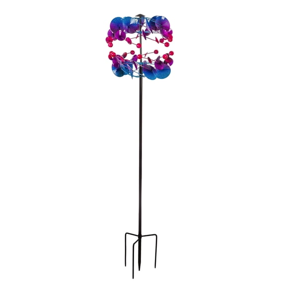 Evergreen 74.75"H Wind Spinner, Blue Purple Pink Ombre, 19.7'' x 19.7'' x 74.8'' inches.