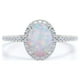 thumbnail image 1 of JeenMata Anillo de Compromiso Antiguo con Halo de Moissanita y Ópalo de Talla Ovalada de 1,5 Uds en Oro Blanco de 18 K sobre Plata, 1 of 6