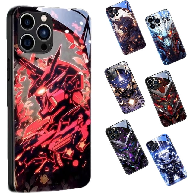 LAICAIW Flash Phonecase, Super Armor Flash Phonecase for iPhone, Colorful Nightlight Tempered Glass Phone Case, for iPhone 11 12 13 14 15 Pro Max (G,for iPhone 11ProMax)