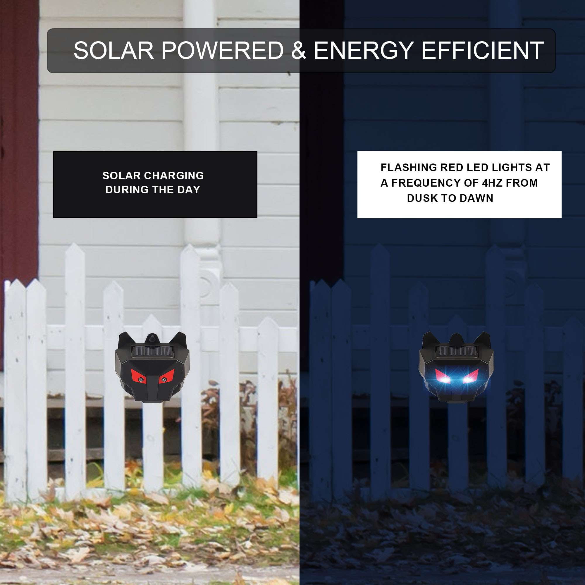 Deago 4 Pack Solar Nocturnal Animal Repeller Predator Deterrent with Red LED Lights Waterproof Fox Raccoon Skunk Deer Repellent for Garden Farm Chicken Coop