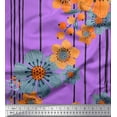 thumbnail image 1 of Soimoi Purple Cotton Voile Fabric Leaves,Stripe & Floral Print Sewing Fabric BTY 56 Inch Wide, 1 of 1