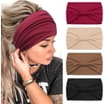 thumbnail image 1 of Diadema de 4 piezas para mujer, diadema ancha elástica suave bohemia con estampado de leopardo, diadema deportiva para Yoga, diadema femenina Multicolor LingWen 9024715009883, 1 of 5
