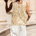 thumbnail image 5 of Giftesty Women's Sparkle Sequin Solid Color Crew Neck Sleeveless Loose Fit Casual Tank Top for Daily Wear, 5 of 9