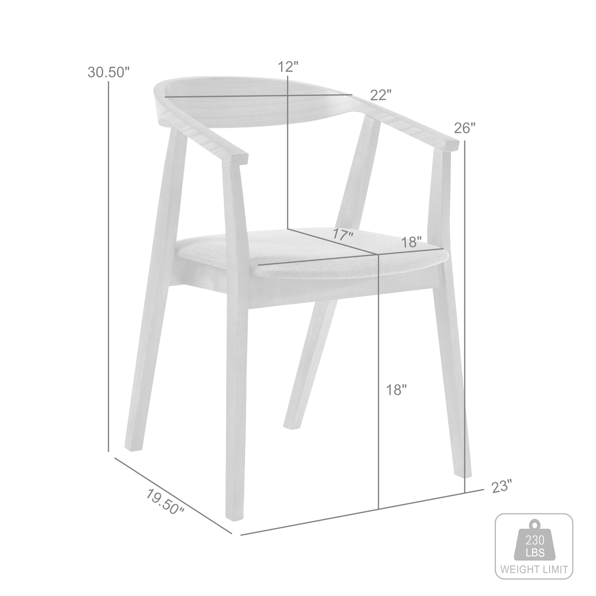 Santana Wood Dining Chair in Walnut Finish with Charcoal Fabric - Set of 6