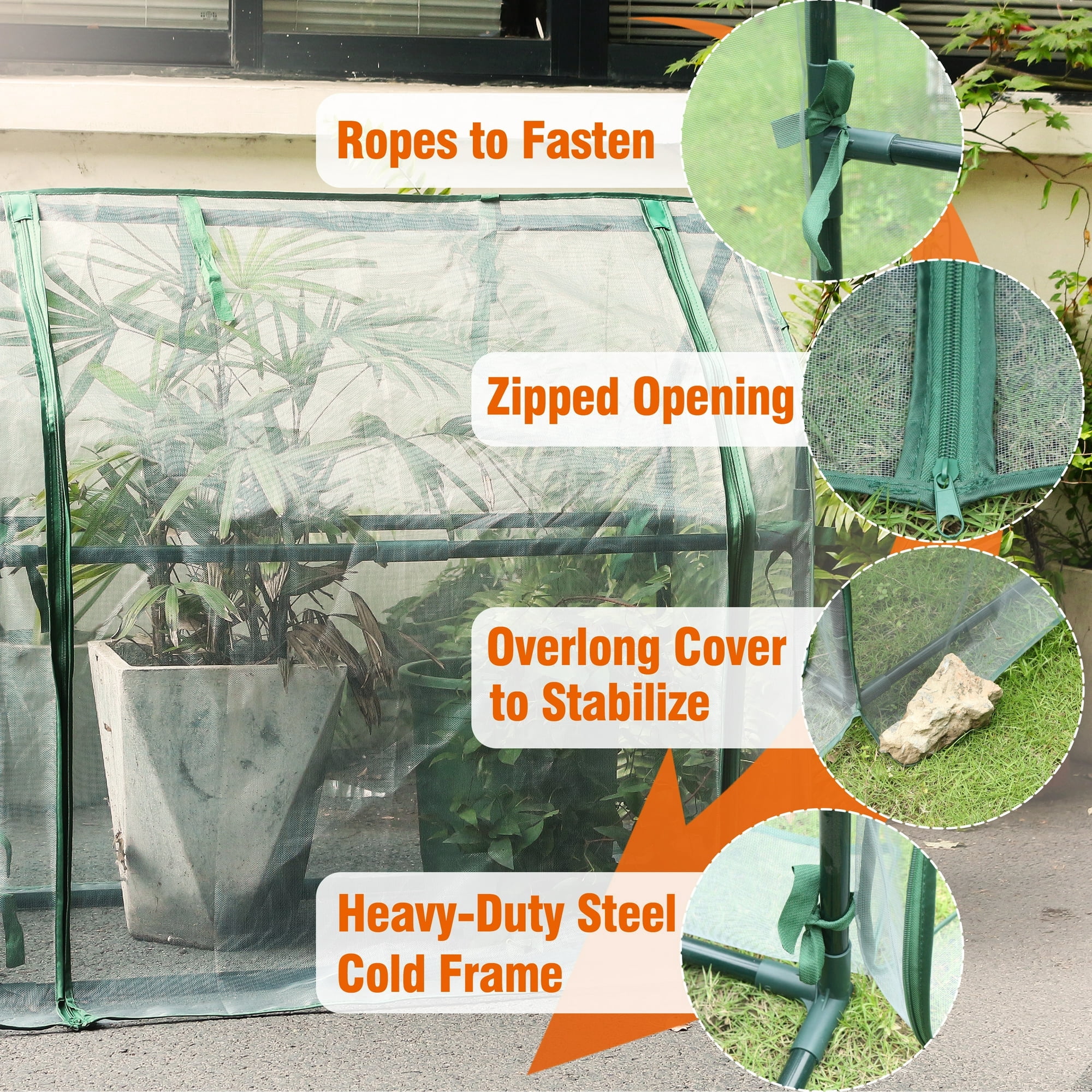 Gardzen Mini Greenhouse with Garden Netting Cover, Mesh Plant Protector for Plants 36.2"(L) x18.9(W) x33.3(H)