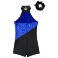 thumbnail image 6 of inhzoy Kids Girls Sequins One Piece Gymnastics Leotards Jumpsuit Jazz Hip Hop Dance Performance Dancewear Royal Blue&Black-A 14, 6 of 7