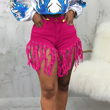 

Shorts For Women Women Fashion Slim Sexy High Waist Short Jeans Tassel Denim Regular Pants Womens Shorts For Summer Party Travel