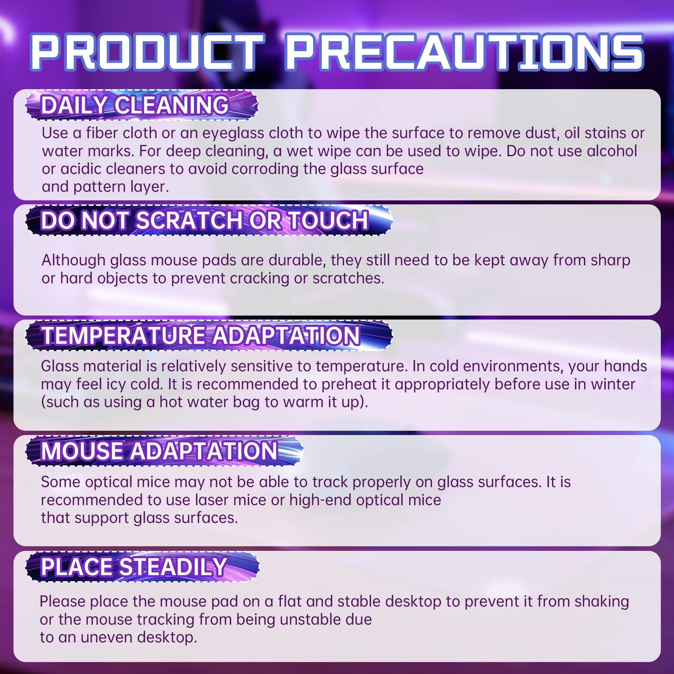 GJX Mouse Pads for Desk,7H Tempered Glass Mousepad,Gaming Mousepad,Ultra-Smooth Surface Gaming Non-Slip Mouse Pads,11.81"x10.24"x0.12"
