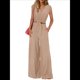 thumbnail image 2 of Conjuntos de Dos Piezas de Verano para Mujer 2025, Top Corto con Cinturón, Mangas y Cuello en V, Pantalones Anchos, Chándal Informal. Caqui L, 2 of 8