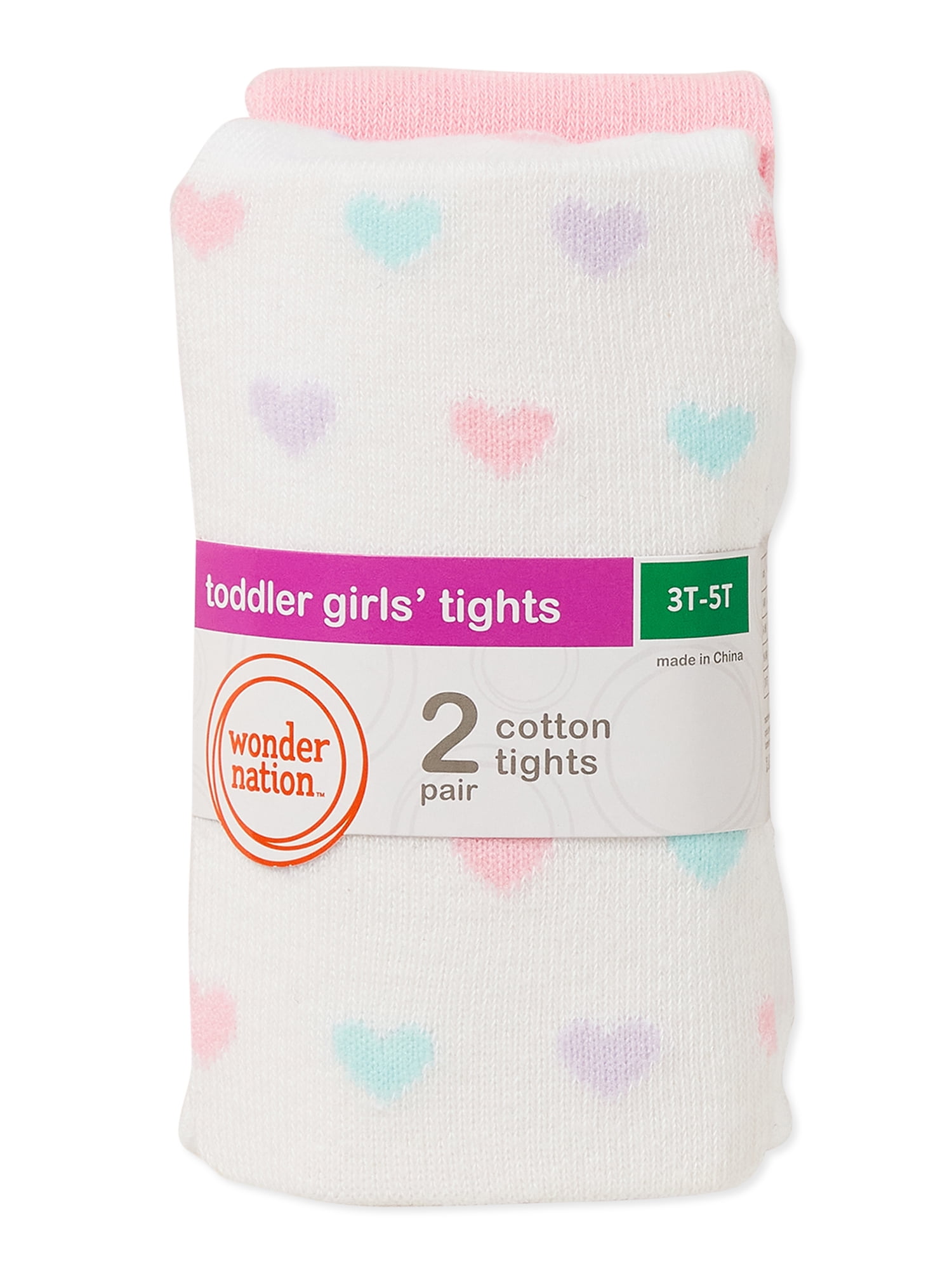 Wonder Nation Toddler Girls Heart Tights, 2Pack