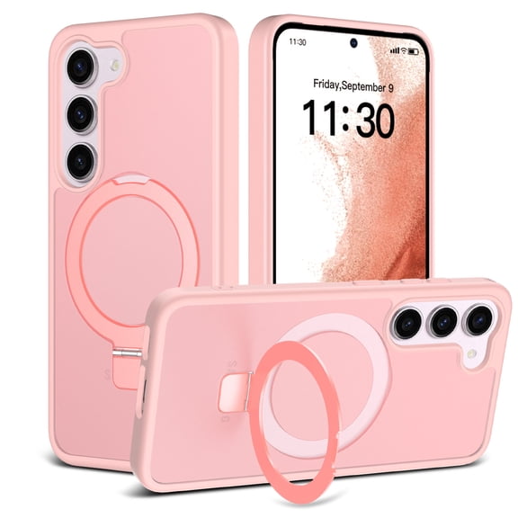 Allytechgroup for Samsung Galaxy S23 Plus Case, [Compatible with Magsafe] Ring Holder Kickstand Drop Protection Anti-Scratch Slim Fit Shell Matte Phone Case Cover for Samsung Galaxy S23 Plus, Pink