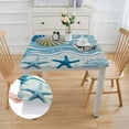 thumbnail image 2 of BANET Seashells Blue Rectangular Tablecloth Summer Ocean Washable Table Cloth Kitchen Dining Room Table Cover for Party Dinner Tablecloths white, 2 of 7