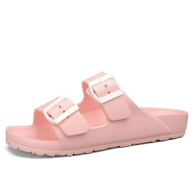Sandales Légères Confortables pour Femmes Eva Réglable Double Boucle Sandales Plates Chaussures pour Femmes Filles