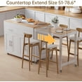 thumbnail image 2 of 78" Rolling Kitchen Island with Extendable Table, Mobile Kitchen Islands with Storage for 2-4， 3 in 1 Island Cart on Wheels for Small Space with 2 Drawers & 4 Door Cabinet, White, 2 of 7