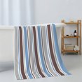 thumbnail image 6 of Blue Brown Striped Towel Set of 3, Soft Microfiber Bath Towels, Hand Towel, Washcloths, Farmhouse Stripes Modern Abstract Art Quick-Dry Absorbent Towels for Bathroom Kitchen Hotel Beach Gym Spa, 6 of 9