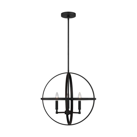 Open Box Generation Lighting Exmoore 3-Light Black Craftsman Orb Pendant Light