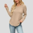 thumbnail image 2 of Hrsba Womens Plus Size Pullover Tops , Women Casual Tops Fall Sweaters for Women Long Sleeve Hooded V Neck Knit Sweater with Solid Color Drawstring and Front Pockets, 2 of 5