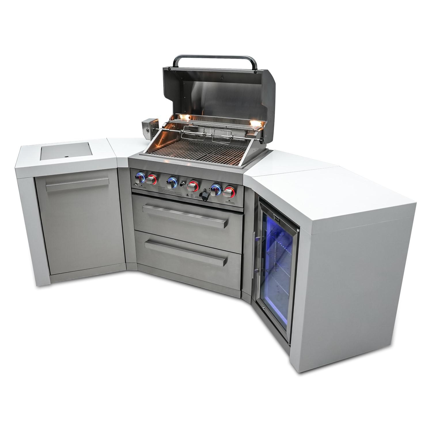 Mont Alpi 400 Deluxe 45 Degree Propane Gas Island Grill W/ Refrigerator Cabinet, Infrared Side Burner, & Rotisserie Kit - MAi400-D45FC - image 3 of 6