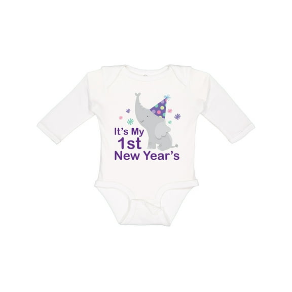 Inktastic It's My 1st New Year's Elephant Boys or Girls Long Sleeve Baby Bodysuit