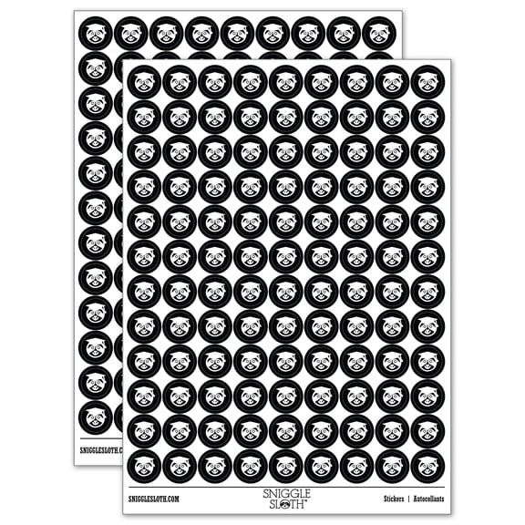 Graduation Sloth 200  Round Stickers - Black - Gloss Finish - 0.50" Size