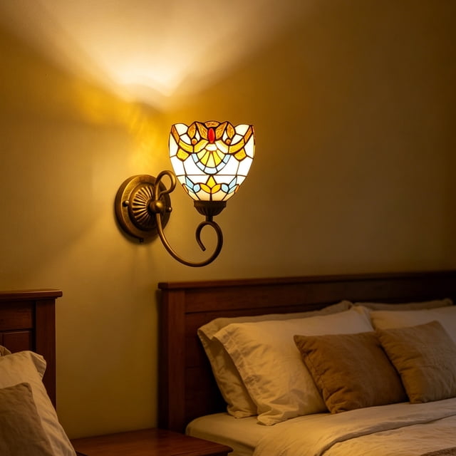 Lámpara de pared vintage aplique decorativo para cafeterías, dormitorios, pasillos, balcones con luz LED cálida, material de hierro y vidrio, 12W, 26x25x15 cm