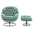thumbnail image 4 of Anysun Accent Swivel Chair with Ottoman for Living Room - Velvet Reading Chairs Set - Tufted Recliner Chairs with Swivel Base for Nursery - Teal, 4 of 10