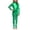 Green, variant on Girls Shiny Metallic Neck Unitard Long Sleeve One Piece Zip Up Bodysuit Dance
