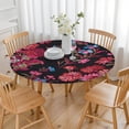 thumbnail image 3 of Tablecloth Botanical Garden Print Floral Watercolor Pattern Waterproof Round Cover with Elastic Edges and Backing, 3 of 7