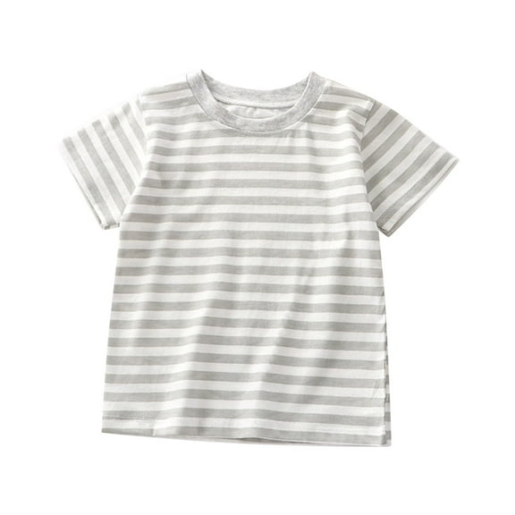 KAUOD Toddler Boys Girls Short Sleeve Striped T-Shirt Crewneck Summer Tee Shirts Baby Kids Basic Cotton Casual Tops Clothes