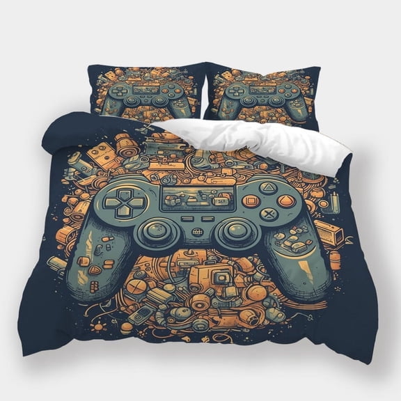Home Bedclothes Gamepad Printed Comforter Cover Quilt Cover Set Children Soft Bedspreads,Twin (68"x86")