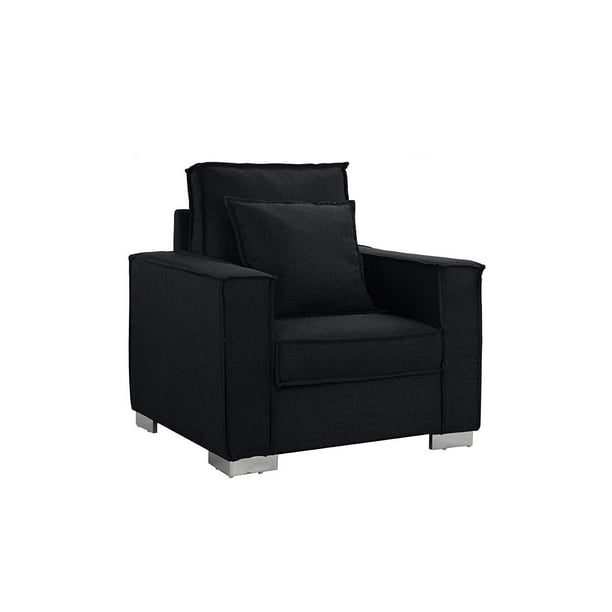 Living Room Large Linen Fabric Armchair Living Room Accent Chair Black Walmart Com Walmart Com