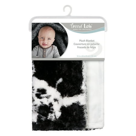 UPC: 0846216061776 | Trend Lab Cow Print Plush Black Polyester Baby Blanket