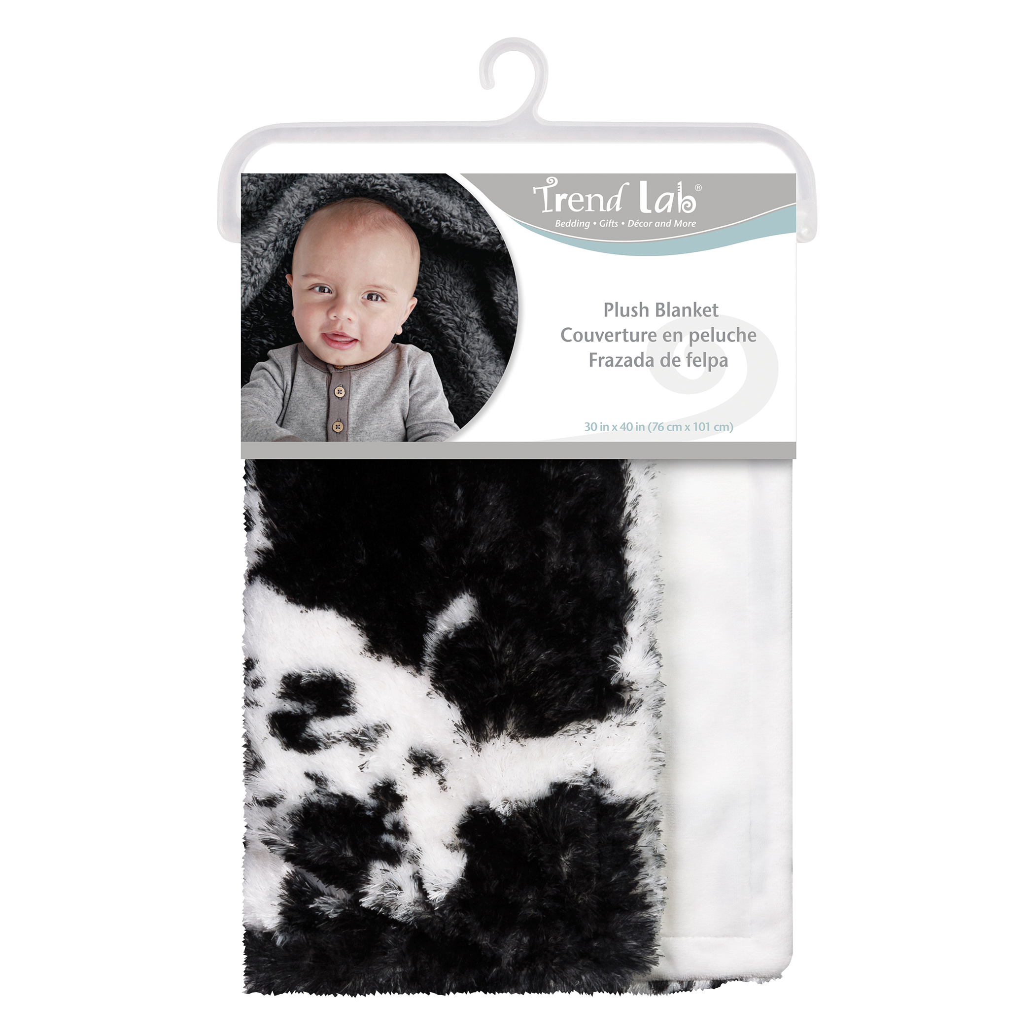 Trend Lab Cow Print Plush Black Polyester Baby Blanket - image 4 of 5
