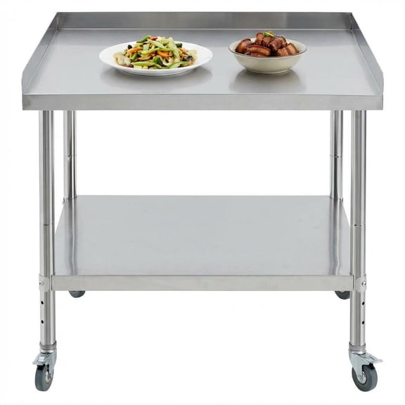 Studyset Stainless Steel Baking Table With Undershelf, NSF Commercial Prep & Work Table With Rear And Side Risers, Heavy Duty Grill Prep Table With Storage For Kitchen, Bar, Restaurant, Hotel