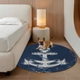 thumbnail image 3 of Summer Nautical Round Area Rugs 3 ft, Watercolor Ocean Anchor Pattern Retro Navy Blue Washable Small Area Rug with Non-Slip Sturdy Edge Binding Round Front Door Mat Floor Carpet for Entryway, 3 of 9