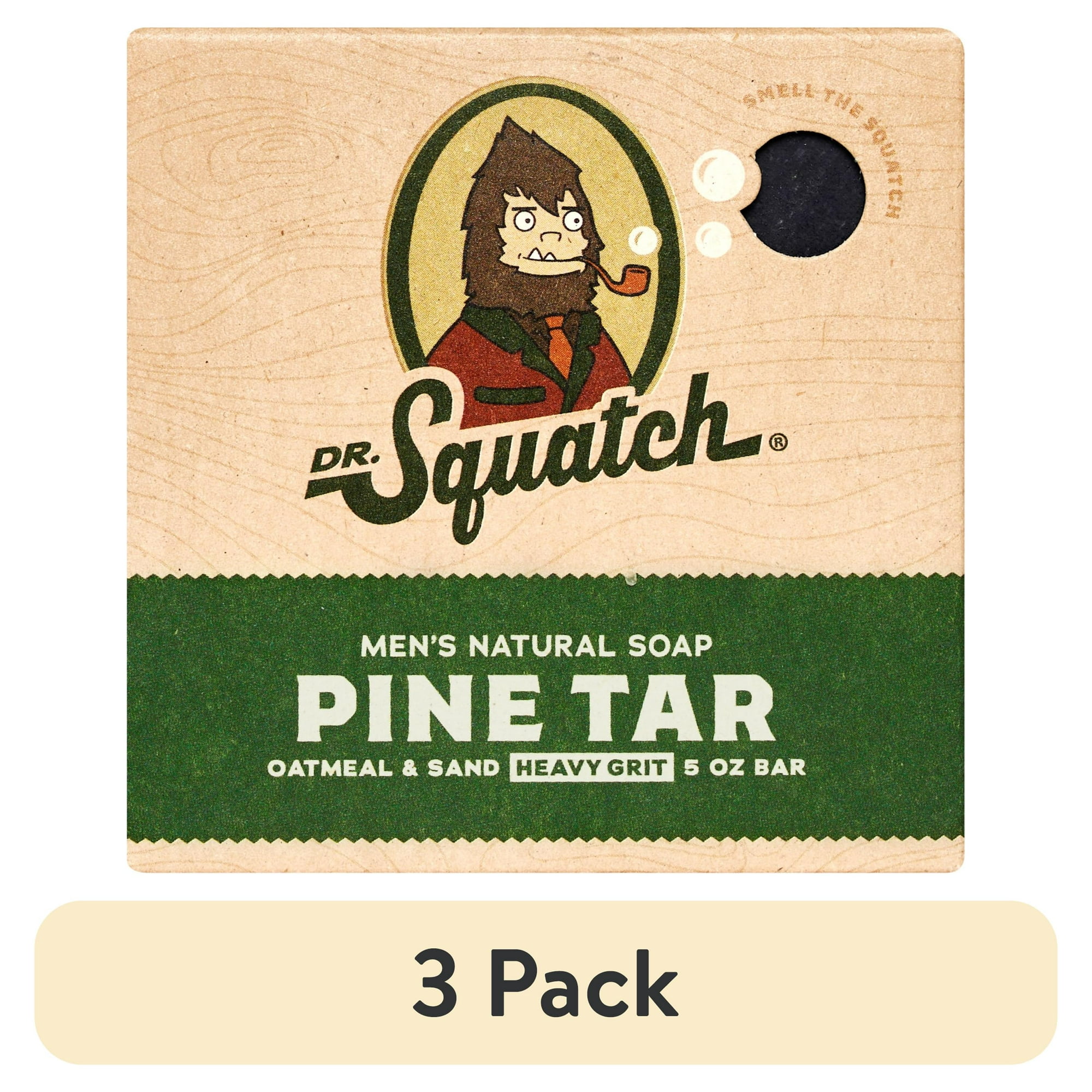 (3 pack) Dr. Squatch Mens Bar Soap, Natural Bar Soap for Men, Pine Tar, 5 Oz