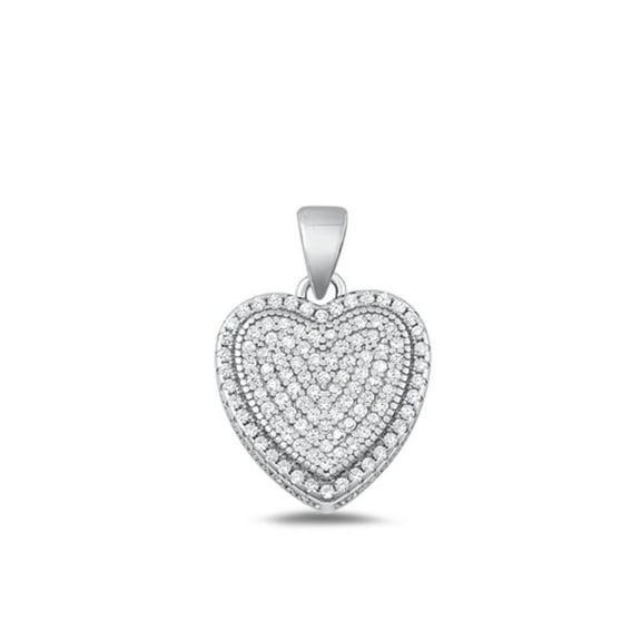 Sterling Silver Iced Out Cluster Heart Pendant Love Charm .925 New Jewelry Female Unisex