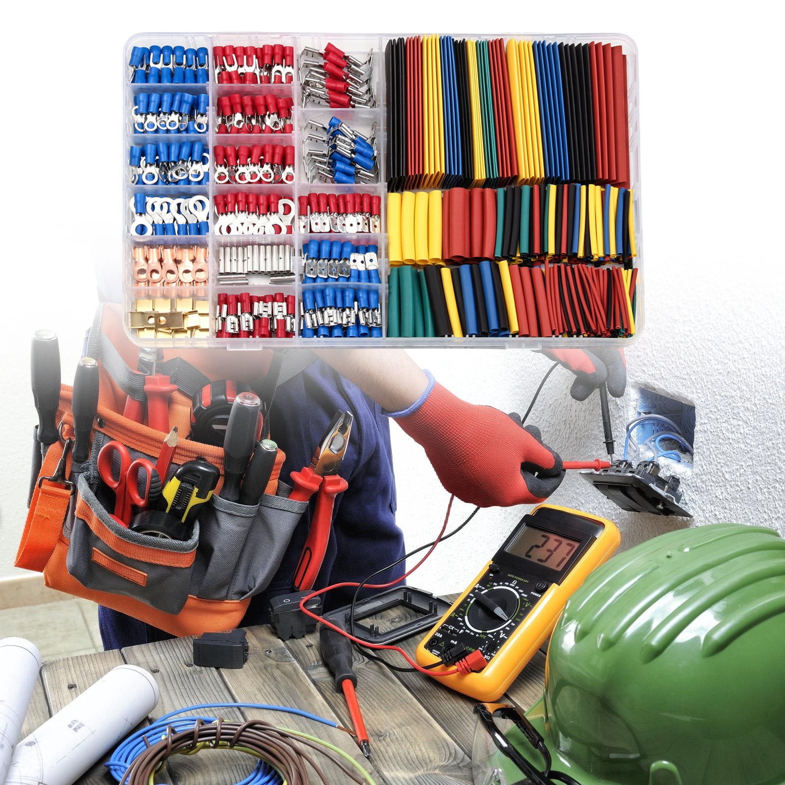 BIBABLYKE 678pcs Crimping Tool Set with Heat Shrink Tubes & Assorted Cold Press Terminals Electrical Terminals for Wiring Projects