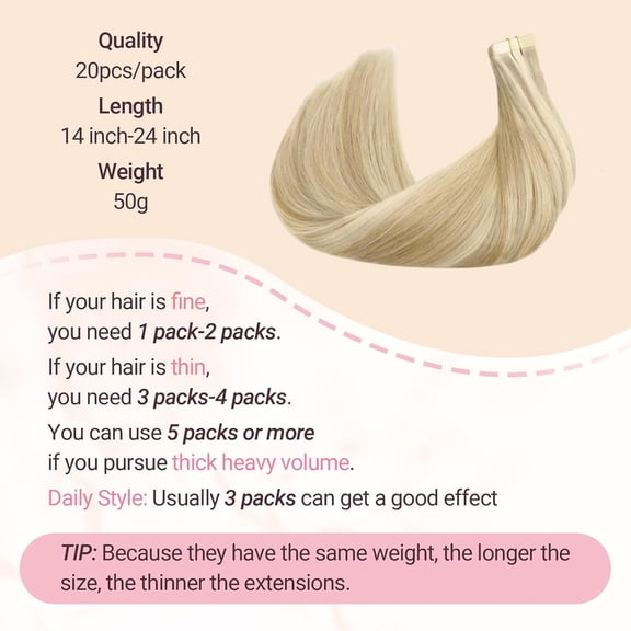 JINYUN-Tape in Hair Extensions Human Hair, Balayage Light Blonde Highlighted Golden Blonde Grey Tone 16Inch 50g 20pcs, Thick Ends Straight Seamless Tape ins, Invisible Hair Extensions Real Human Hair