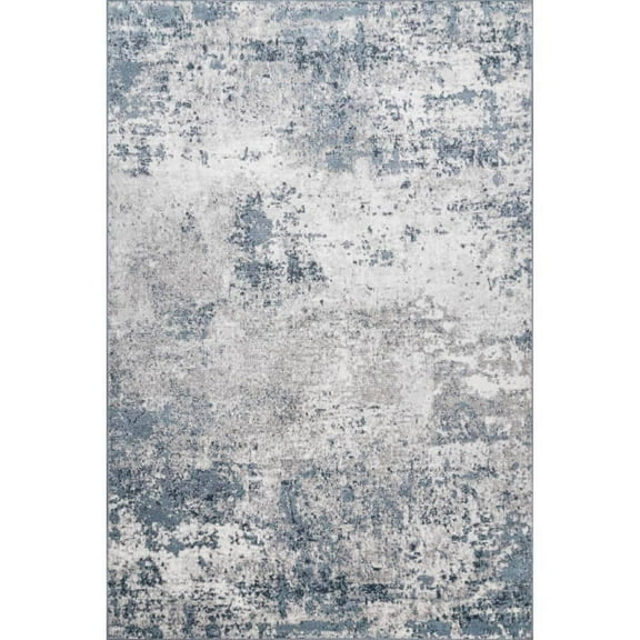 Zoe Faded Abstract Blue 3 ft. x 8 ft. Modern Runner Rug