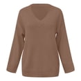 thumbnail image 3 of Womens sweaters oversized Solid Color Long Sleeve trendy V Neck sweaters soft cozy lightweight Pullover Sweaters for ladies, 3 of 4