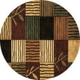 thumbnail image 1 of Ahgly Company Indoor Round Abstract Brown Modern Area Rugs, 8' Round, 1 of 4