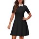 thumbnail image 1 of Vestidos Addam de miércoles con vuelo y mangas largas y cuello Peter Pan para mujer negro XL, 1 of 4