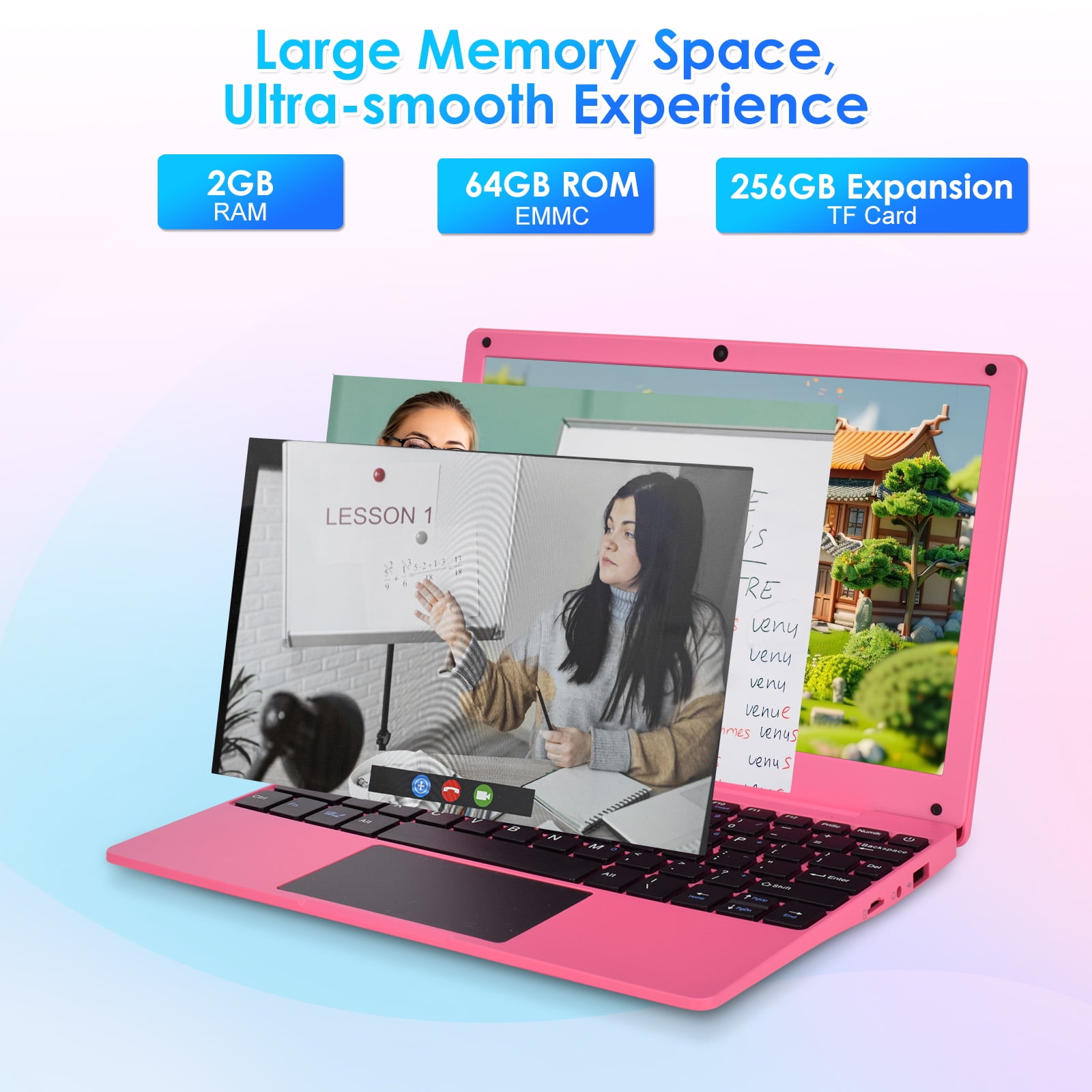 Mini 10.1inch Android 12 Laptop Computer, Portable Small Netbook with Allwinner A133 CPU Android 12 OS 2GB RAM 64GB EMMC HD IPS Screen 1280x800 Pixel 0.3MP Camera