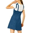 thumbnail image 3 of INSPIRE CHIC Women's Faux Suede A Line Short Button up Overall Dresses XL Royal Blue, 3 of 6