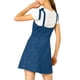 thumbnail image 3 of Vestidos cortos de tirantes con botones de imitación de ante para mujer Inspire Chic en azul real, 3 of 6