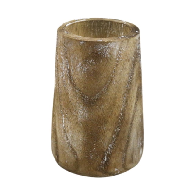 Jarrón de madera con flores secas, maceta decorativa hecha a mano para centros de mesa. Blanco lavado