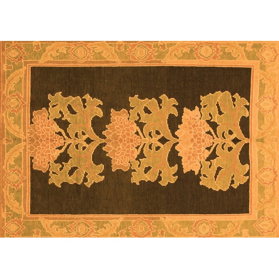 Ahgly Company Indoor Rectangle Abstract Orange Modern Area Rugs, 2' x 5'