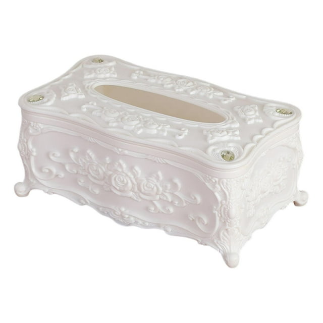 Caja de pañuelos, soporte para pañuelos faciales, caja de papel, dispensador de servilletas rectangular para Blanco